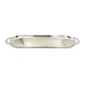 Silver Polished Metal Serving <b>Tray</b> With Handle Solid Finish Dishwasher Safe For Home Hotels Restaurant Tea <b>Snacks</b> <b>Trays</b> - Product Image 3