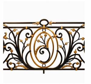 Luxury Brass and Iron Balcony Hand <b>Railing</b> with Elegant Floral Patterns and Golden Decorative Accents Wall mounted durable - Product Image 2