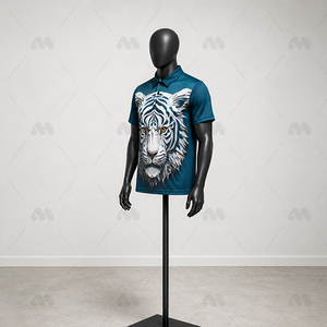 <b>Men's</b> Tiger Print for Shirt Short Sleeve 100% Cotton Breathable UV Protection Quick Dry Casual Regular Fit - Product Image 2
