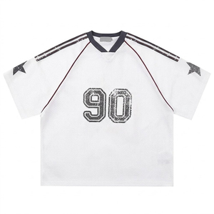 เสื้อยืดกีฬาผู้ชายผ้าตาข่ายพิมพ์ลายกราฟิกระบายอากาศได้ดีแขนสั้นสไตล์สตรีทแฟชั่นทันสมัยผ้าหนานุ่มสบาย - Product Image 5