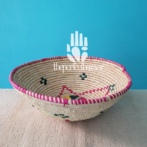 Cesta Redonda Multiusos de Hierba Natural Moonj con Diseño Triangular, Abierta, Ecológica, Duradera, Tamaño Mini - Product Image 1