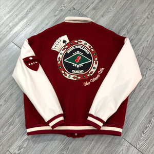 Veste de baseball personnalisée pour homme, manches en cuir, veste d'hiver, broderie chenille, col rembourré, boutons - Product Image 2