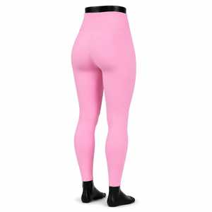Leggings roses unis taille haute longueur intégrale sans coutures extensibles en maille pour femme – Style basique toutes saisons - Product Image 1