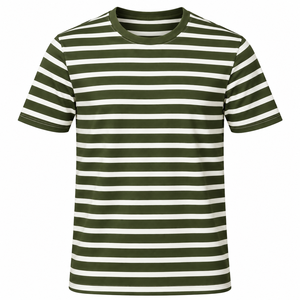 <b>Red</b> Rooks Apparel Men's Olive Green White Striped Short Sleeve O-Neck Casual T-<b>Shirt</b> 100% Cotton Breathable Knitted Fabric - Product Image 1