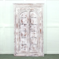 Armadio Rustico in Legno Massello di Quercia Indiana con Due Ante, Stile Shabby Chic Anticato, Sostenibile, per Camera da Letto o Cucina