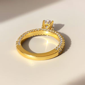 Round Brilliant Lab Diamond Accented Engagement <b>Ring</b> IGI D-E-F VVS-VS Quality Gold <b>Silver</b> B2B Inventory <b>Solitaire</b> Supply - Product Image 3