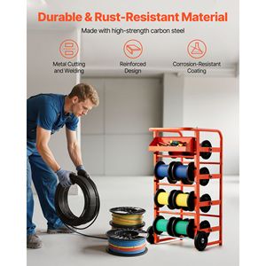 Dispenser Portatile Multi-Cavo con 11 Aste, Ruote e Vassoio per Organizzazione e Stoccaggio Cavi - Product Image 2