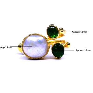 Bague classique pour femme en argent sterling 925 avec perle baroque, apatite et tourmaline verte, idéale pour les mariages - Product Image 2