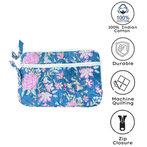 Funda para Portátil de Algodón Hecha a Mano en Jaipur, con Bolsillos con Cremallera, Diseño Floral Acolchado Estampado, Suave, Protectora, Ecológica y Portátil - Product Image 4