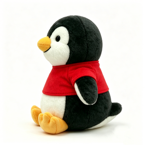 Lindo Peluche de Pingüino Blanco y Negro con Camiseta Roja, Peluche de Pingüino Sentado Suave, Peluche de Animal Ártico de Dibujos Animados - Product Image 5