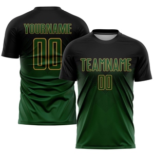 Maillot de football personnalisé noir, vert et or vieilli de qualité supérieure pour la vente en gros directe aux professionnels - Product Image 1