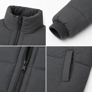 Chaqueta Acolchada Casual para Hombre al por Mayor, con Bordado 3D Personalizado en el Pecho, Cuello Alto, Cremallera Completa, Etiqueta Privada OEM - Product Image 4