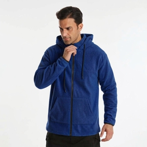 Sweat-shirt à capuche zippé en polaire vert olive pour homme, coupe classique, décontracté, pour l'automne, 100 % polyester, respirant, tricoté, couleur unie - Product Image 6
