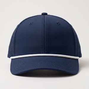 Breathable Perforated Laser Cut Baseball Cap Adjustable Curved Brim 5 Panel Sports Hat Custom Logo With <b>Rope</b> Navy Polyester Hat - Product Image 1