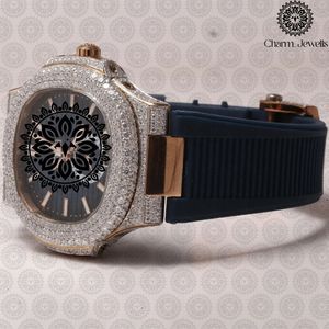 Charm Jewells Montre de luxe pour homme en acier inoxydable, boîtier de 43 mm, cristal saphir, mouvement mécanique analogique, résistant à l'eau jusqu'à 10 bars - Product Image 6