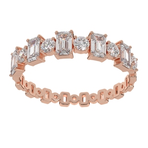 Bague élégante pour femme en argent 925 avec moissanite ronde émeraude à bandes alternées, idéale pour une demande en mariage romantique - Product Image 2