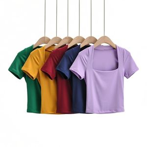 Chemisiers courts pour femmes, séchage rapide, imprimé uni, spandex, manches courtes, tops d'été avec logo personnalisé Bangladesh - Product Image 2