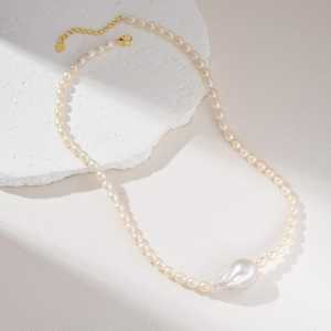 Baroque Pearl Necklace Gold Filled Freshwater Pearl Choker Elegant Minimalist <b>Bridal</b> Jewelry Gift For Women - Product Image 3