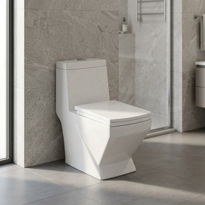 Ensemble WC et lavabo en céramique monobloc moderne avec double chasse pour la fourniture de projets au Moyen-Orient - Product Image 4