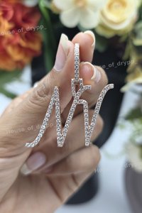 Colgante de Letra con Moissanita VVS Chapado en Rodio y Piedras Redondas de Corte Brillante Engastadas con Garras, Colgante Unisex de Lujo - Product Image 3