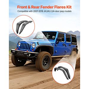 Parafanghi Anteriori e Posteriori per Jeep JK/JKU 2/4 Porte 2007-2018, Neri Testurizzati Verniciabili, Compatibili con Parafanghi Auto - Product Image 2