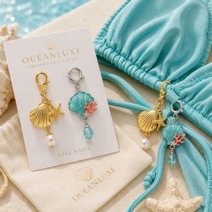 Swimwear Charms with Natural Shell and Pearl <b>Beads</b> Luxury Bikini Dangle Charms for Summer Beach Jewelry - Product Image 1