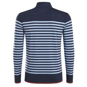 Navy Blue Striped <b>Long</b> <b>Sleeve</b> Quarter Zip Golf Pullover Men's Performance Sports <b>Top</b> Outdoor <b>Training</b> Wear Casual Athletic - Product Image 2