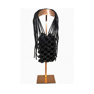 Luxury Handmade Silver Potli Bag with Metallic Ring Handle Macramé Design for Wedding Party and Festive Wear - Product Image 4
