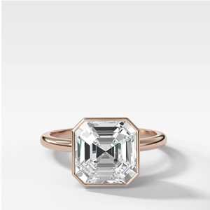 Anillos de compromiso de diamantes cultivados en laboratorio de 3 quilates y oro de 14K con corte Asscher, engaste de bisel, solitario, minimalista, anillos de boda, proveedor mayorista - Product Image 5