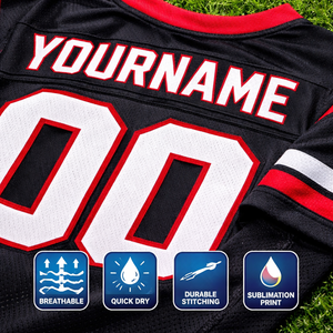 Fabricant OEM de maillots de football américain, maillot court uni, séchage rapide, respirant, antibactérien, grande taille, tissu 100% polyester, personnalisé - Product Image 3