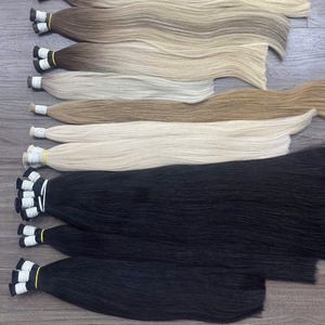 Cheveux humains vierges vietnamiens en vrac Rusahair, blonds, lisses, super double drawn, non-permés, à bandes adhésives, 100g/5g, pour salon de coiffure - Product Image 4