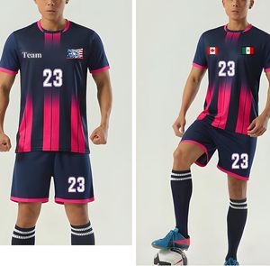 Maillots de football personnalisés unisexes pour adultes, impression par transfert thermique, ensemble court, séchage rapide, respirant, vêtements de sport pour équipe - Product Image 2
