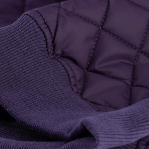 Blouson bomber matelassé violet pour femme, manches longues, fermeture éclair, col montant, vêtement d'extérieur décontracté, longueur courte, en polyester tissé - Product Image 6