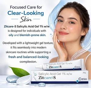 Gel à l'acide salicylique à 1 % Zitcare-S - 0,71 oz (20 g) |   Soins contre l'acné et les boutons pour une peau plus claire et plus lisse - Product Image 3