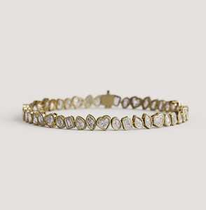 Tennis Bracelet Custom 14K 18K <b>Solid</b> <b>Gold</b> 11 Carat Mixed Cut Lab Grown Diamond Full Bezel Set 7 Inch Wholesale Premium Luxury - Product Image 1