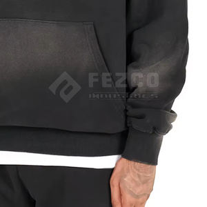 Prix de gros, faible MOQ, sweats à capuche pour hommes en tissu polaire effet délavé, haute qualité, personnalisables, confortables - Product Image 6