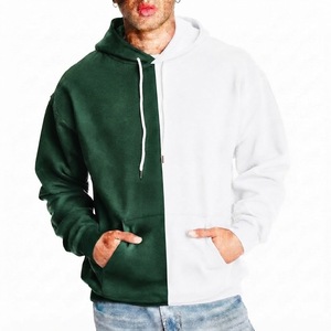 Sudadera con Capucha para Hombre, Verde y Blanca, de Algodón Grueso, con Bolsillo Canguro, Cordón Ajustable y Manga Larga, Estilo Casual - Product Image 4
