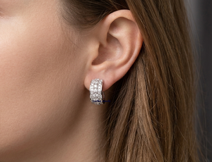 14k White Gold Wide Bumpy <b>Cuff</b> Lab Grown Diamond Geometric Non Piercing <b>Earrings</b> IGI Certified Party Wedding Gift Unisex - Product Image 5