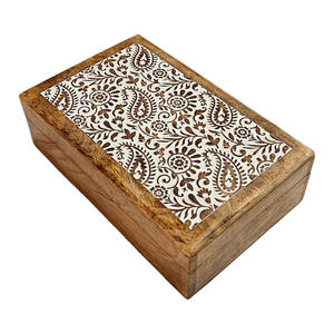 Aaliyan Impex Low Cost Wooden Keepsake Storage <b>Box</b> for Wedding <b>Memories</b> Jewelry Gifts Personal Treasures Classic Rustic Style - Product Image 3