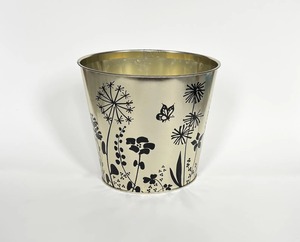 Poubelle noire en acier inoxydable argenté de qualité supérieure, motif floral et papillon, idéale pour les chambres d'enfants, les salles de classe et les bibliothèques, provenant d'Inde. - Product Image 1