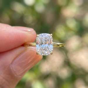 Luxury <b>Cushion</b> Cut Diamond Signet Charms Ring 2.02CT Lab Grown With 18K Solid Gold Fine Wedding Bridal Party Jewelry <b>For</b> Lovers - Product Image 2