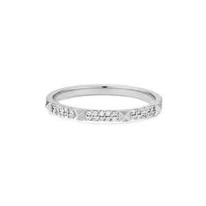 Nouveautés Minimalistes : Bague de Promesse en Or Massif 9K 10K 14K 18K avec Double Rangée de Diamants de Laboratoire Brillants et Clous Décoratifs - Product Image 3