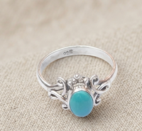 Bague ovale en turquoise bleue en argent sterling 925 pour femme Radhey Krishna Jewellers, plaquée or rose/or jaune, style vintage bohème filigrané