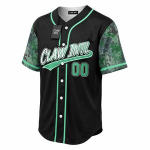 Maillot de baseball Claw Intl noir et vert à manches imprimées numériquement, anti-humidité, anti-UV, respirant, grande taille, unisexe, pour adulte - Product Image 2
