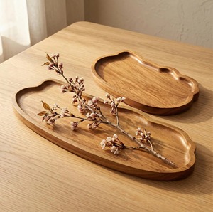 ถาดไม้ทรงโบราณ เหมาะสำหรับเสิร์ฟขนมอบ เค้ก ขนม และของว่าง ใช้สำหรับจัดแสดง ภาชนะไม้สำหรับอาหารค่ำจากอินเดีย - Product Image 1