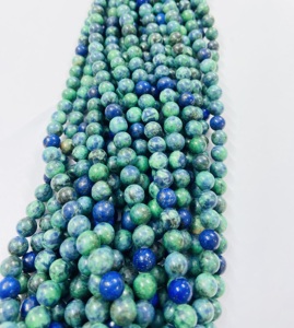 Perles Rondes d'Azurite et de Malachite de la Fabrique Rare Gems, Perles de Guérison, Chaînes de Perles, 15,5 pouces - Product Image 5