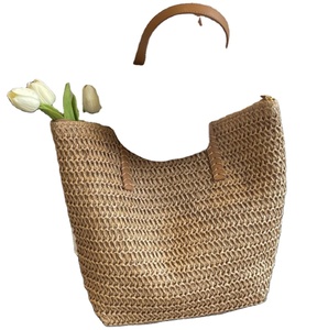 Sac fourre-tout en paille tressée pour femme, style bohème artistique, sacs de plage vintage en crochet et macramé, directement du fournisseur indien - Product Image 1