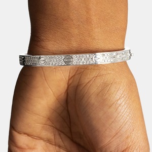 Etern Signature Luxury Pave Set Moissanite Butterfly Motif Classic Silver Wedding Designer <b>Bangle</b> <b>Bracelet</b> - Product Image 2
