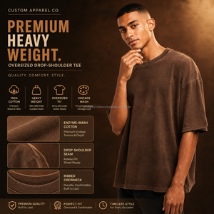 Camiseta Extra Grande para Hombre, Color Marrón, 100% Algodón, Cuello Redondo, Manga Corta, Estilo Casual, Color Sólido, Logotipo Frontal, Ecológica - Product Image 2