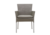 Chaise de restaurant moderne et contemporaine pour l'extérieur, structure en métal, coussin en tissu, non pliable, usage commercial pour restaurants